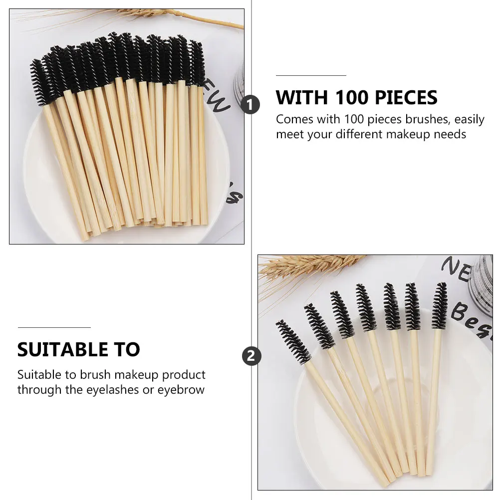 100 pçs sobrancelha rímel descartável aplicador varinhas de bambu aplicador ferramentas de maquiagem cílios escova escova