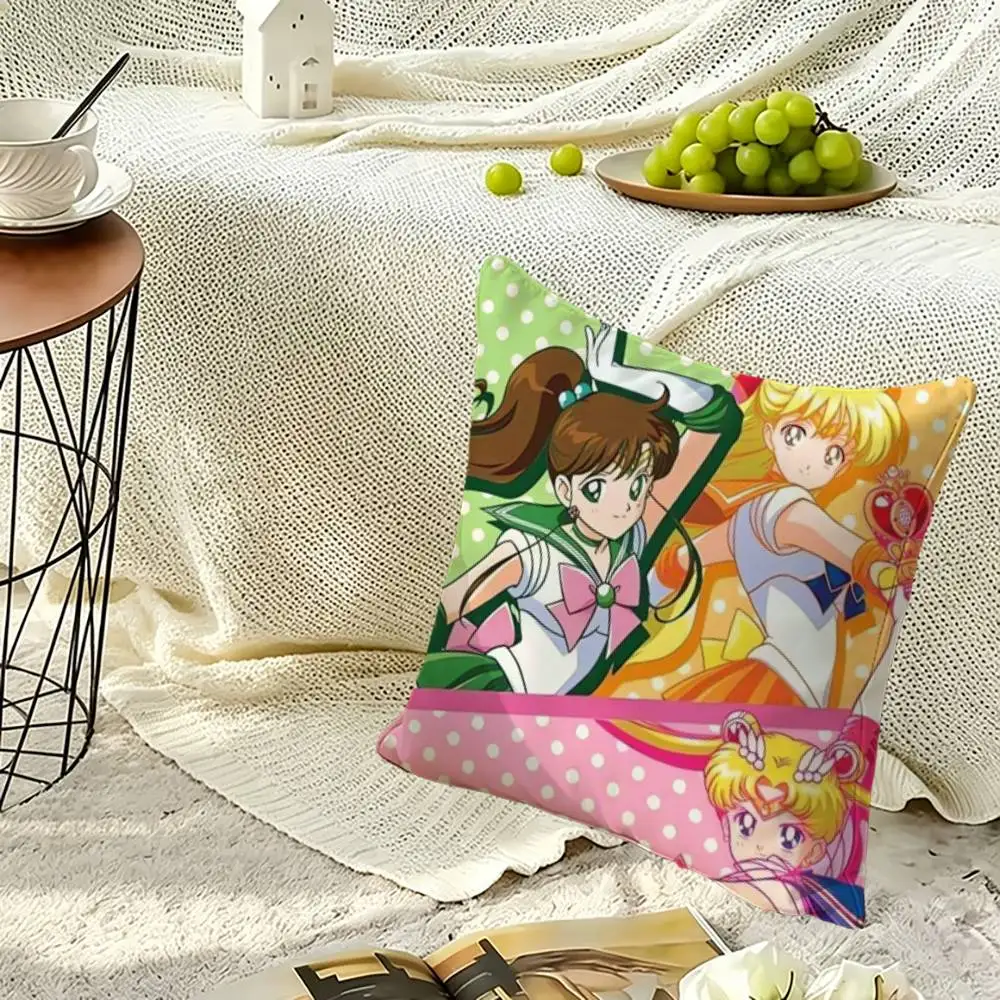 Anime Sailor M-Moon Square Double-Sided printed Pillow Case Bedroom Bedside Pillow Sofa Cushion Cover