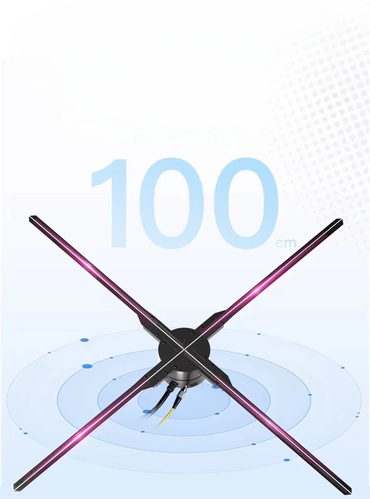 3D Holographic Fan 100cm Input Projector 3D Advertising Light Emitting Diode with Cable