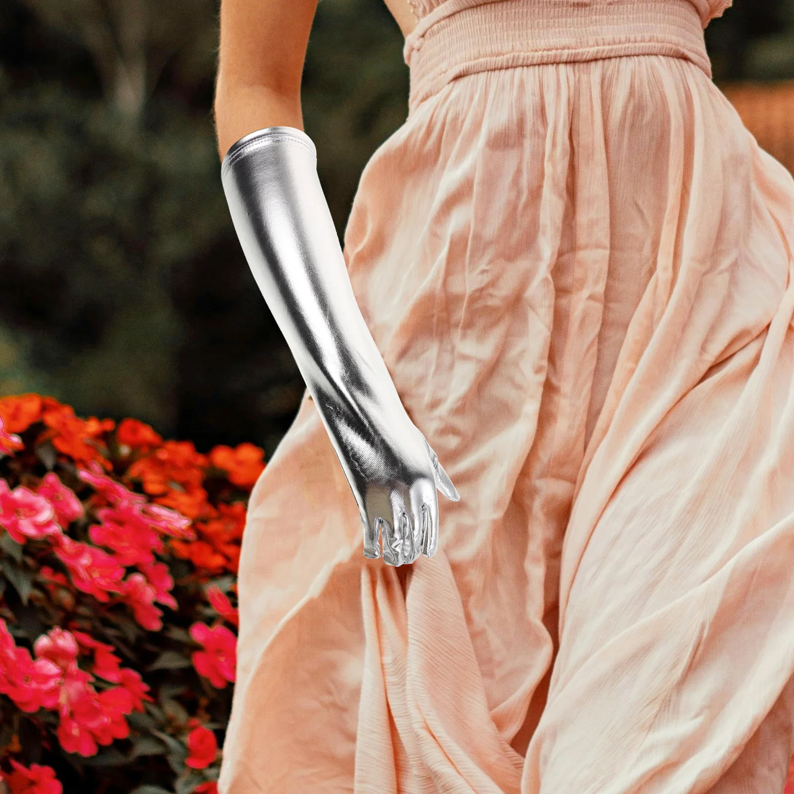 

1Pair Long Wet Look Gloves Shiny Cosplay Accessories Elbow Length Elegant Arm Enhancement Holiday Performances Photo Shoots