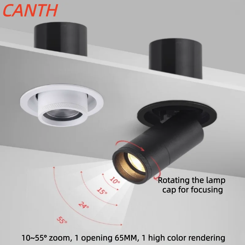 65mm Aperture Adjustable-Focus Spotlight, Stretchable Zoom, Adjustable Angle, Focused Spotlight, for Home and Commercial Use