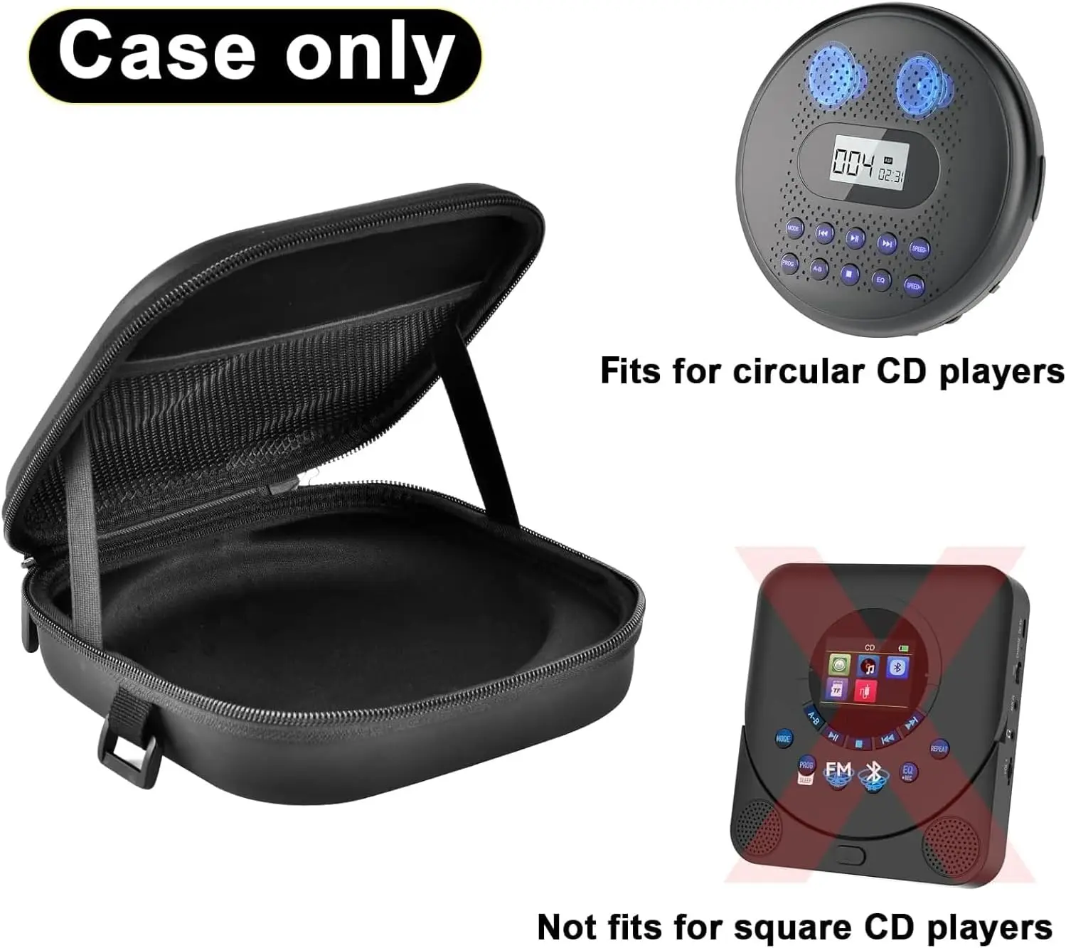 Portable CD Player Case with Belt, for Deluxe, for Sunoony, for MEGATEK, for Gueray, for ARAFUNA, for Klim, Travel Carrying Hold