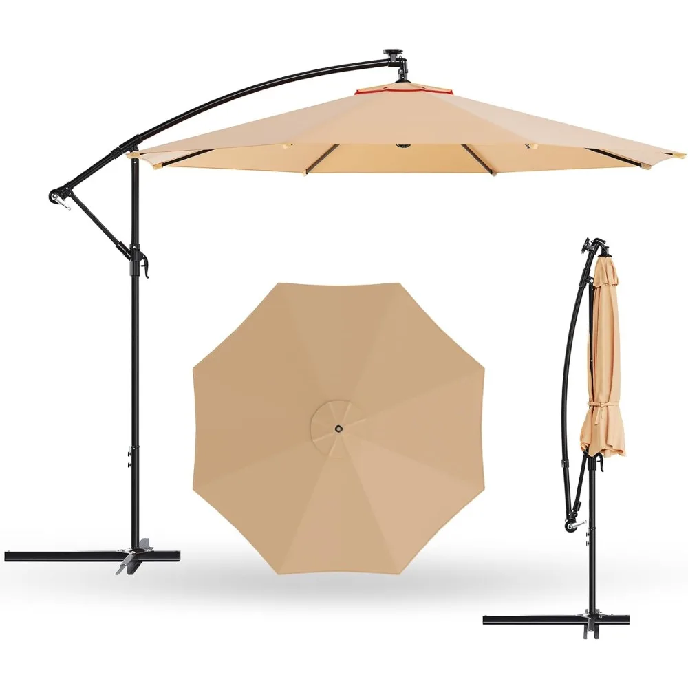 

10FT Offset Patio Umbrella Hanging Cantilever Umbrella Outdoor Sun Shade with Wind Vent & Adjustment