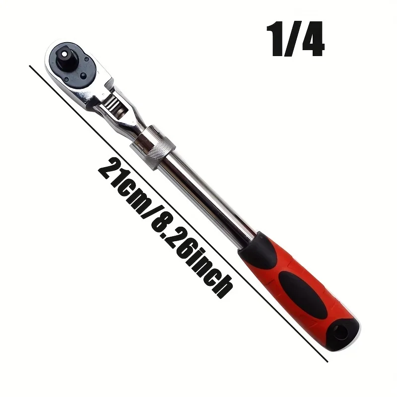 1/4, 3/8, 1/2 Telescopic Head Ratchet Wrench - High-Precision 72-Tooth Design, Chrome Vanadium Steel, Automatic Quick Release