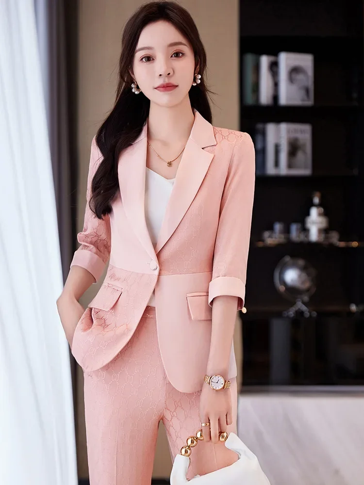 

Pop Formal Uniform Designs Pantsuits For Women OL Styles Business Work Wear Blazers Office Ladies Spring Summer Trouers Set