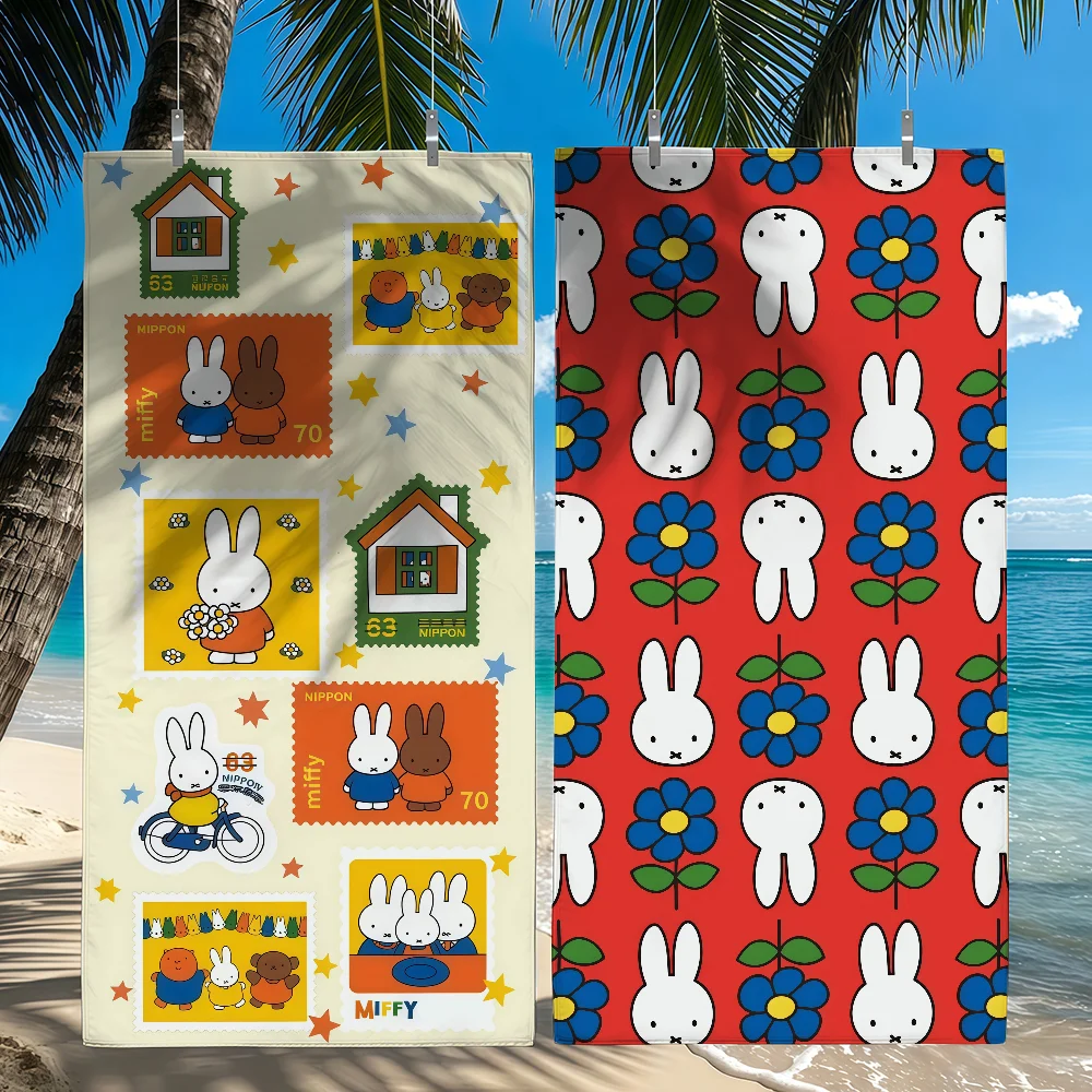 Cartoon M-Miffy Towel Quick Drying Beach Towels Are Suitable For Swimming Pools Camping Yoga And The Gym