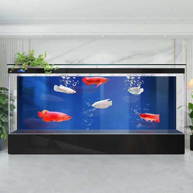 Glass fish tank aquarium against the wall living room household floor square company medium and large filtration cycle ecology