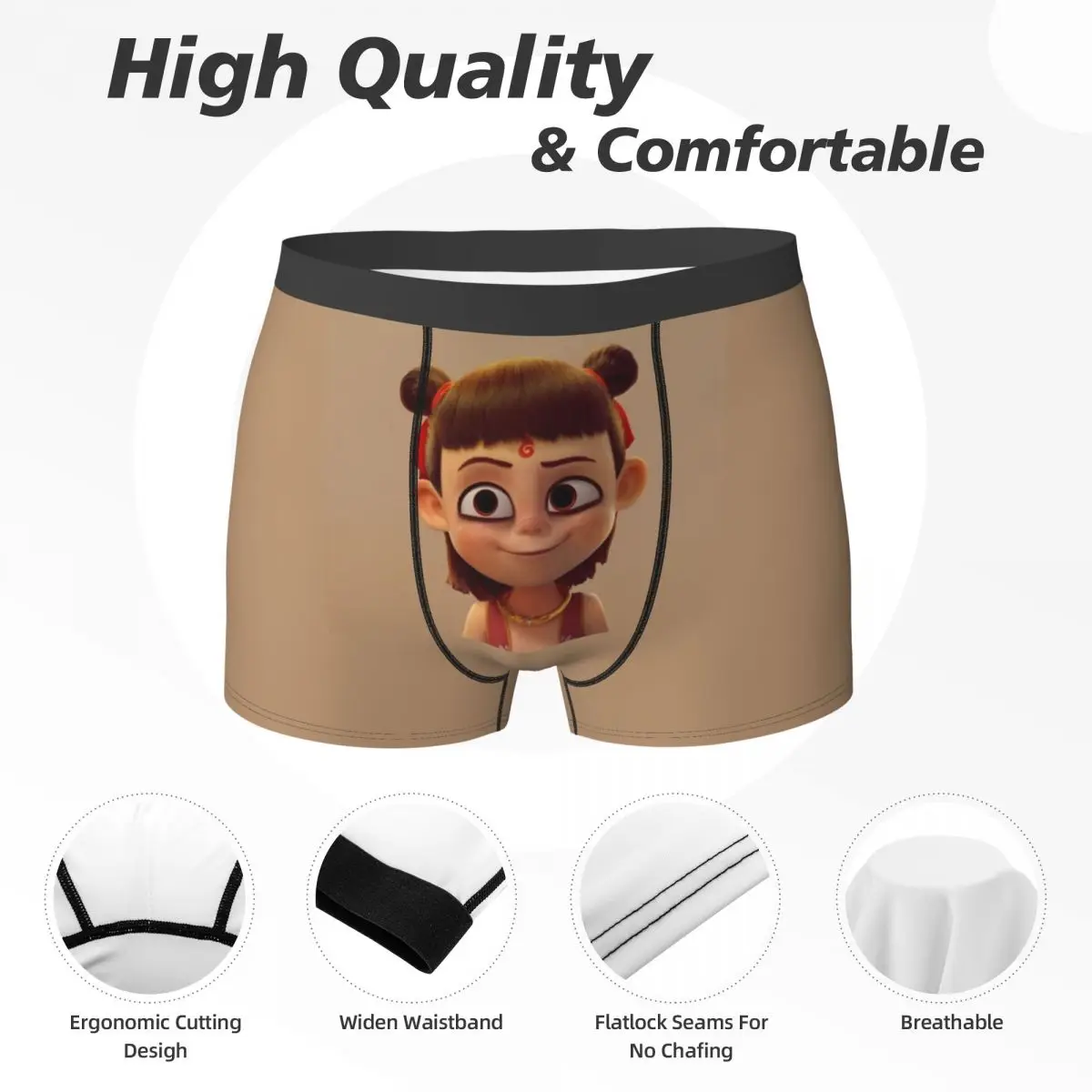 Ne Zha 2 Filme Roupa Interior Novidade Calcinhas Design Shorts Cuecas Para Homens Bolsa 3D Plus Size Boxer Shorts