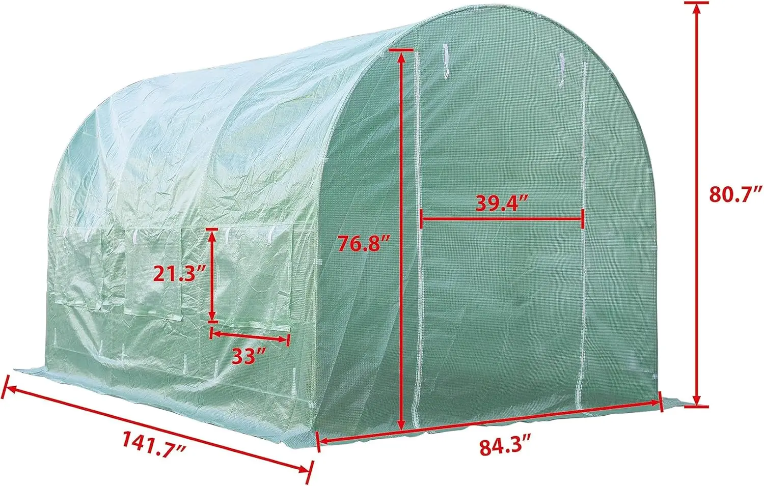 Greenhouse Replacement Cover For 12 X 7 X 7 Portable Greenhouse, Large Walk-In Green Hot Garden House Top Tarp 2 Zippered Doors