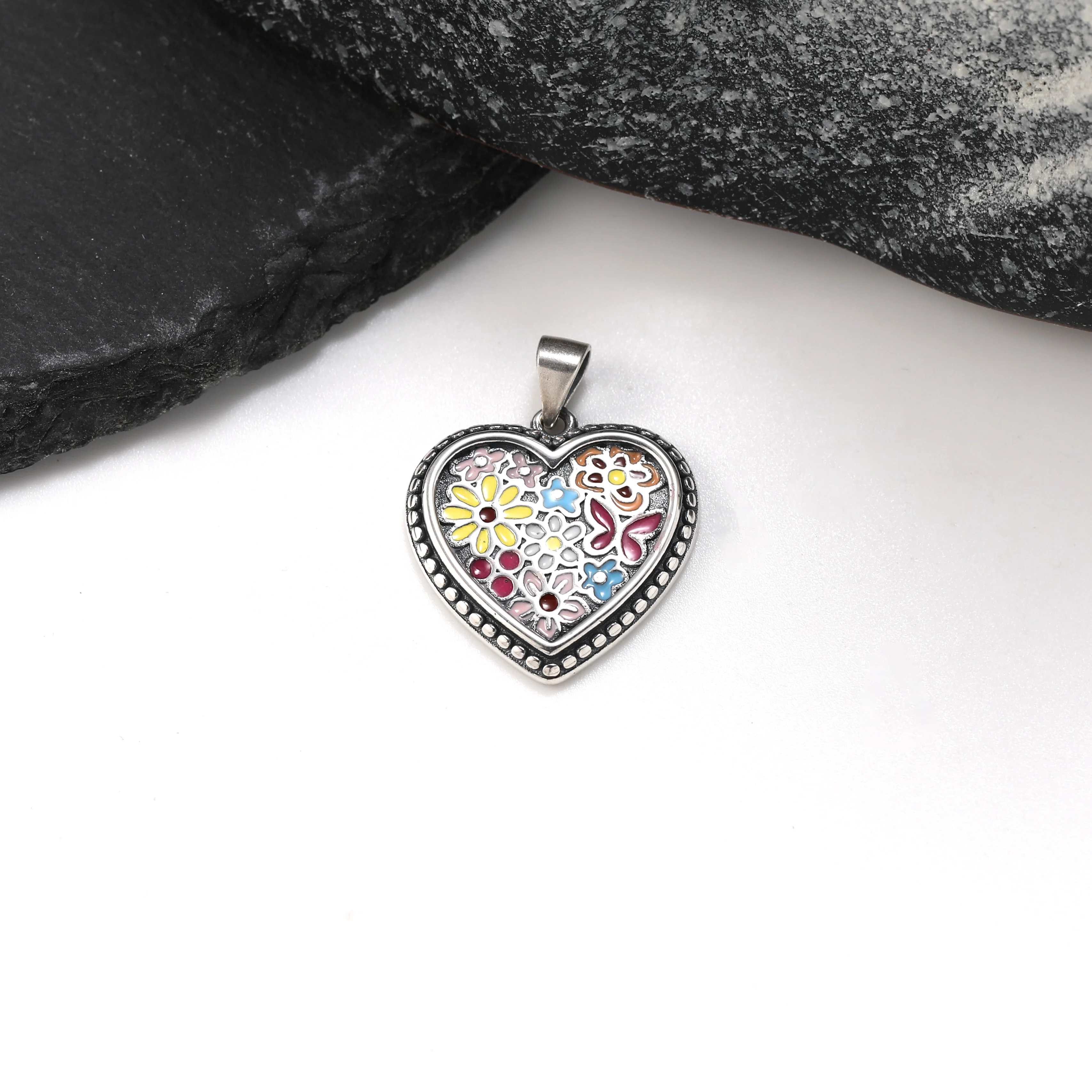 

DJ230 genuine 925 sterling silver fashionable and exquisite enamel craft love pendant DIY silver jewelry accessory