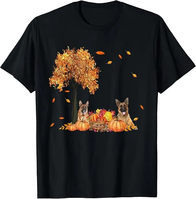 Deutscher Schäferhund Herbstblatt Herbst Hund Thanksgiving Halloween T-Shirt Y2k Hundeliebhaber Ästhetische Kleidung Neuheit Geschenk Weiches Baumwoll-T-Shirt – Detail 16