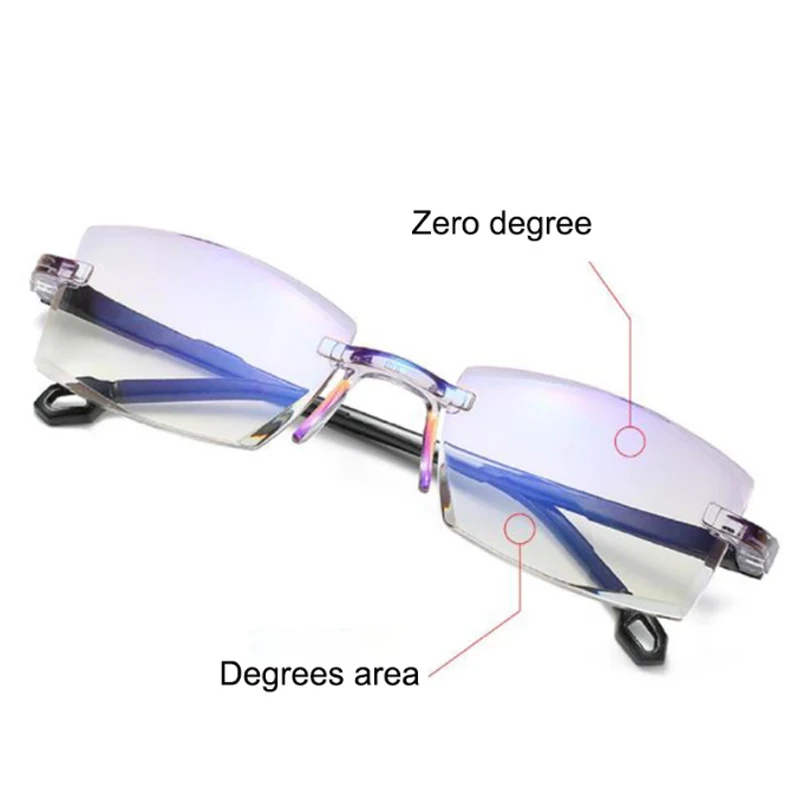 5-teilige rahmenlose, multifokussichere bifokale Lesebrille, Unisex, weit und nah, Anti-Blaulicht-Hyperopie-Brille mit doppeltem Verwendungszweck – Detail 6
