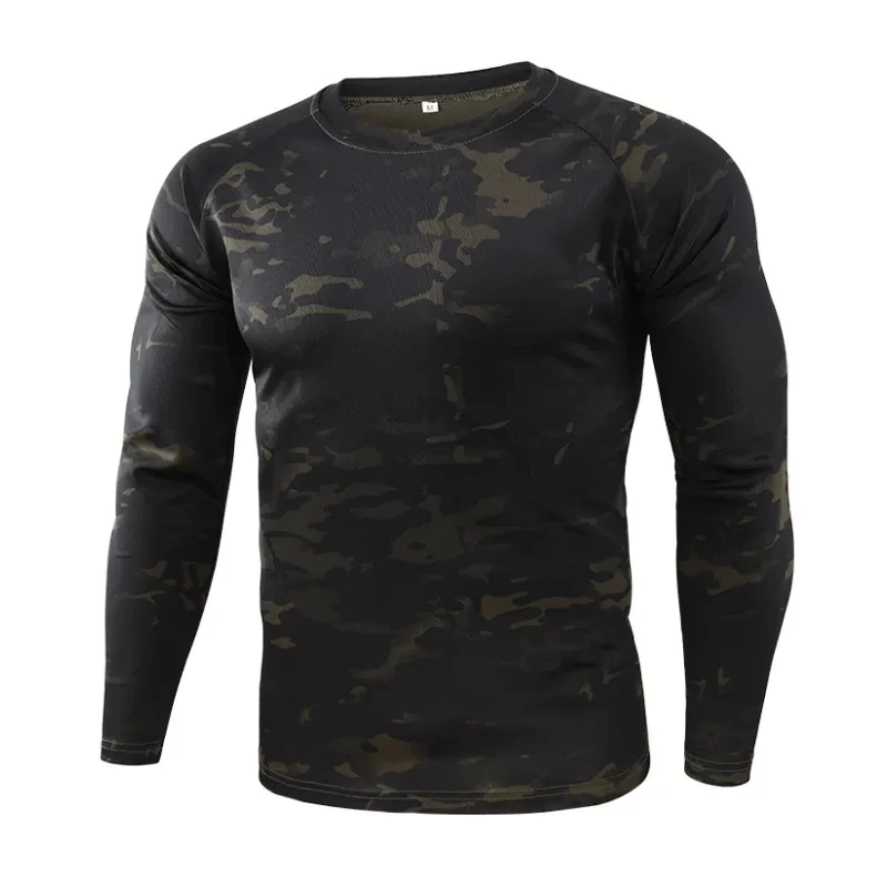 Autumn Spring Men Long Sleeve Tactical Camouflage T-shirt Quick Dry Military Army Shirt Caza Sport Camping Hunting Clothes