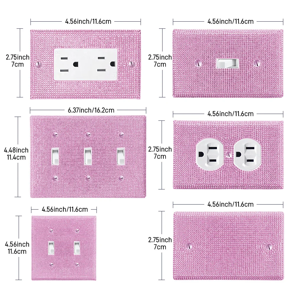 1 wall panel light switch cover, various styles, pink diamond, wall panel light switch socket cover, sturdy and durable