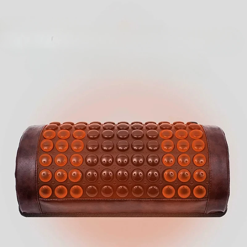 New Jade Tourmaline Massage Pillow with Heating Far Infrared Heated Massage Bolster Neck Pillow for Cervical Spine Pain Relief