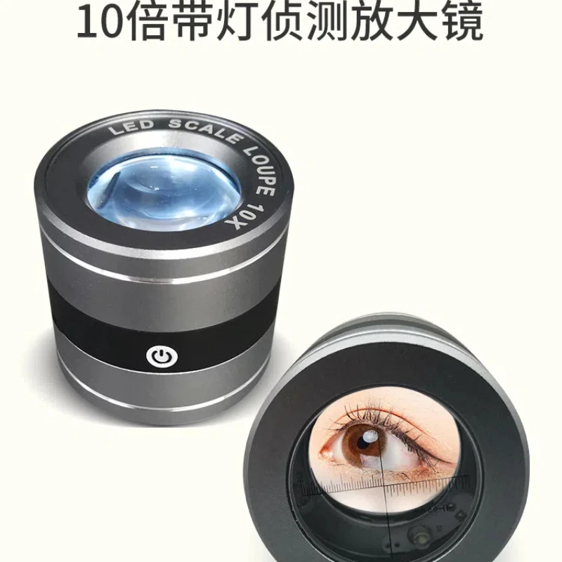 USB 10x magnification jewellery and stationery identification magnifying glass with scale LED light identification tool