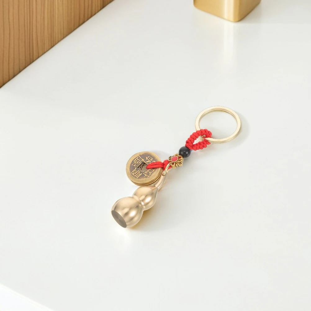 

2Pcs Five Emperor Coin Keychain Chinese Gourd Key Ring Pendant Prosperity Wealth Men Car Accessory Keychains for Men