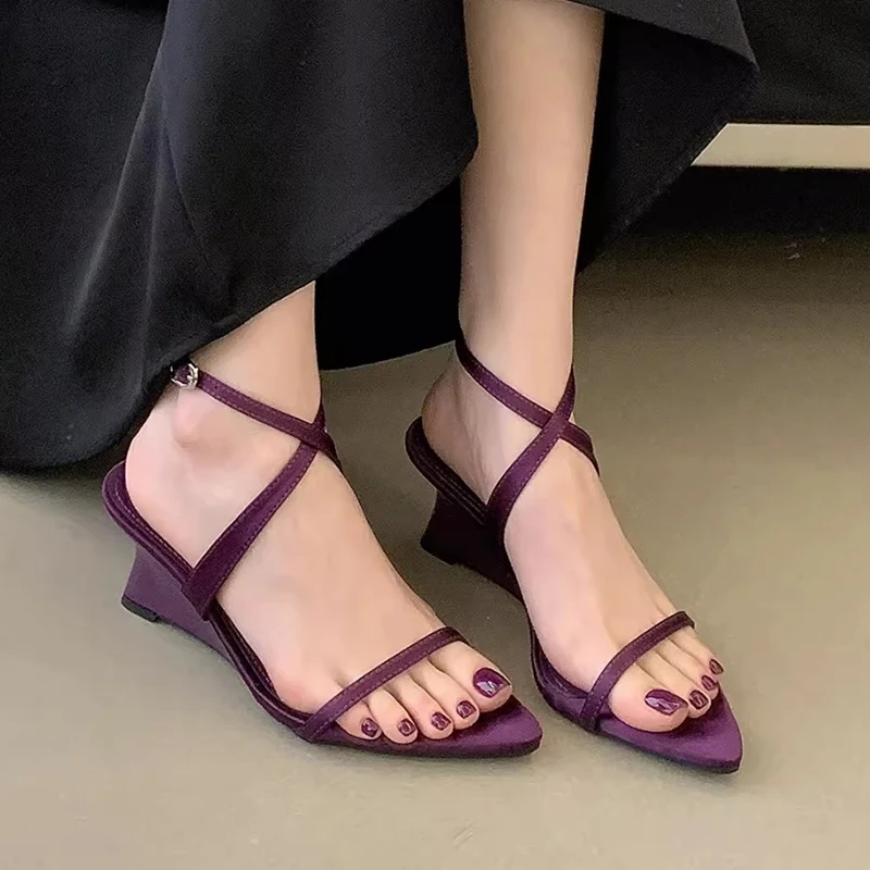 

Wedges Sandals Women Pointed Toe High Heels Shoes Summer Sexy Slippers 2026 Elegant Dress Party Shoes Open Toe Pumps Flip Flops