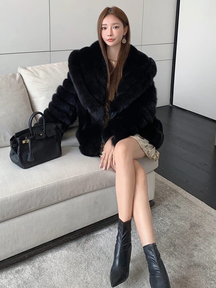 New Women Real Real Natural Fox Fur Coat Thick Warm Winter Fox Fur Jackets Luxury Female Outerwear Jackets Hot Sale