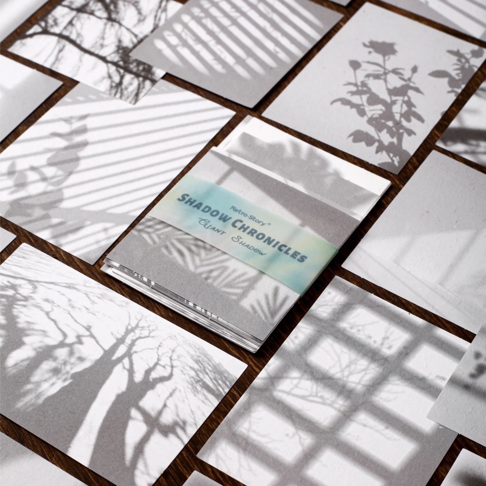 

20pcs Light and Shadow Slicing Series Retro Ink Notes Material Paper DIY Scrapbook Aesthetic Craft Paper School Office Supplies