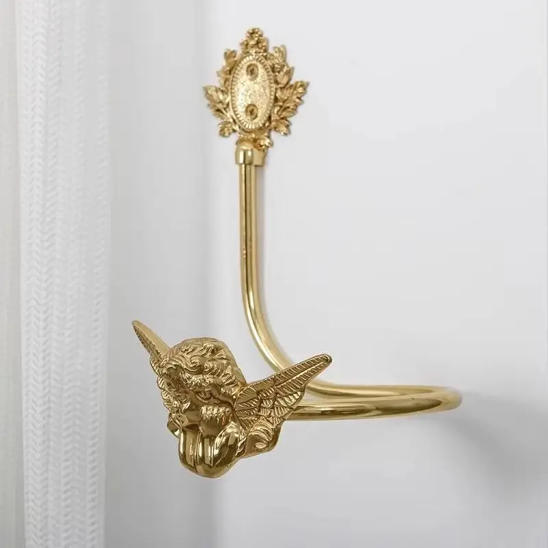 

Luxury 1Pair Brass French Cherub Curtain Hooks Holdbacks Drapery Tieback Hooks Curtain Holder Hanger Hooks Wall Mounted
