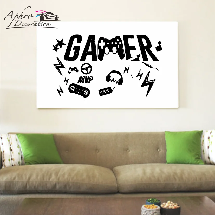 

Gamer Vinyl Wall Stickers Game Room Decor Self Adhesive Gaming Room Accessories Decoration for Boy Bedroom Cute Poster Wallpaper