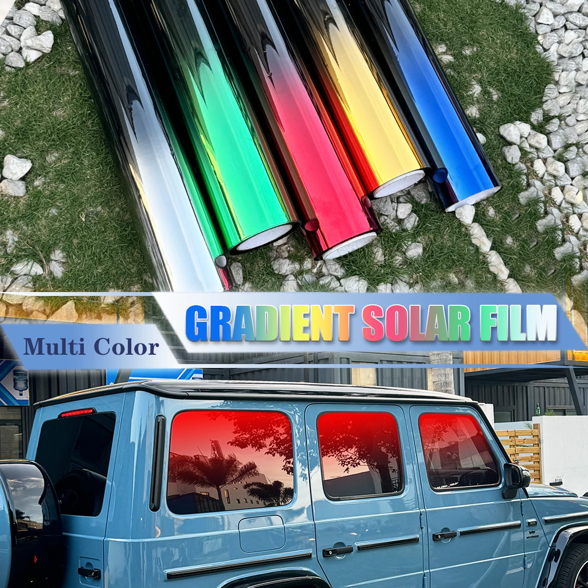 PET Gradient Solar Film-Car Windshield UV Resistant Heat-Insulating Car Solar Window Sunshade Glass Protective Coloring Film