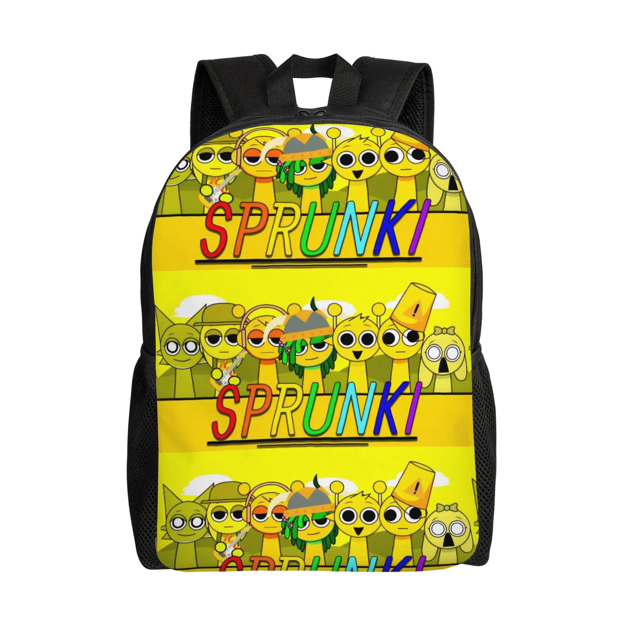 

Sprunki Game Yellow Characters Casual Backpack Sports Student Hiking Travel Daypack for Men Women Laptop Canvas Bags