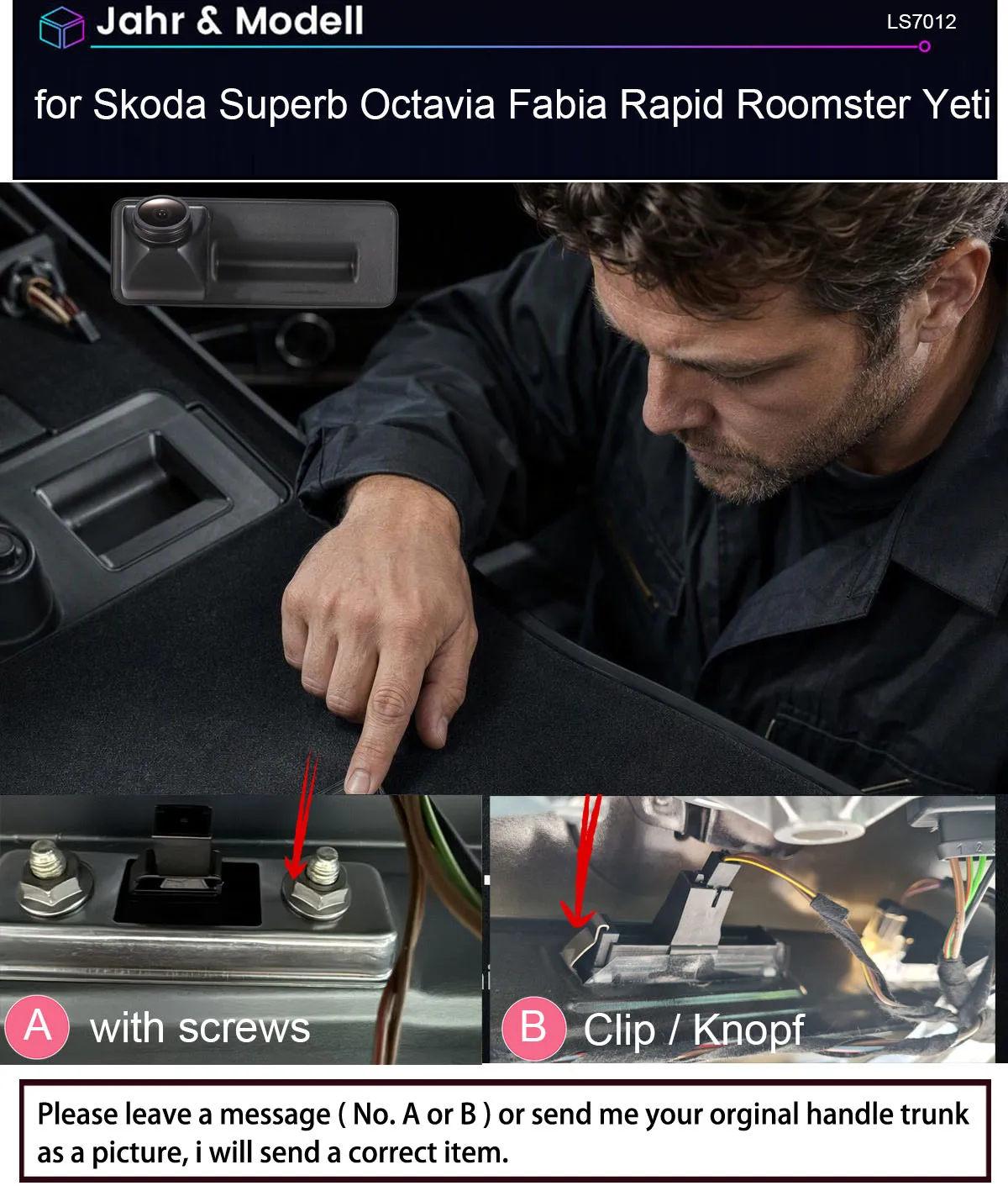HD Trunk handle Car Rear View Backup camera For Skoda Yeti 5L Superb Octavia Fabia Rapid Spaceback/Roomster Praktik VW Polo