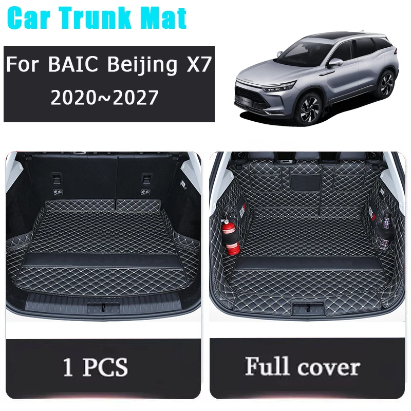 Car Rear Trunk Mats For BAIC Beijing X7 7 X75 Tiger Eight 2020-2027 Leather Pad Storage Covers Cargo Liner Rugs Auto Accessories