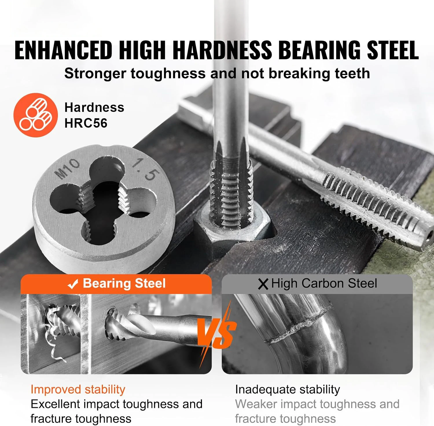 Tap and Die Set 116Pcs Metric,SAE Size Bearing Steel Taps Dies Threading Tool for Cutting External Internal Thread CNC Machining