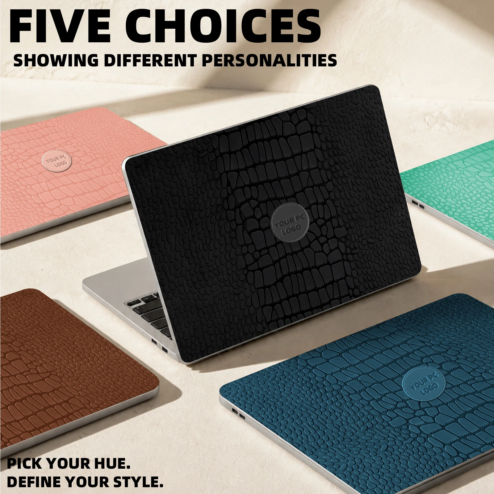 Premium Crocodile Pattern PU Leather Laptop Skin Notebook Sticker Suitable for Apple Macbook HP Dell Asus Lenovo Aog Alienware