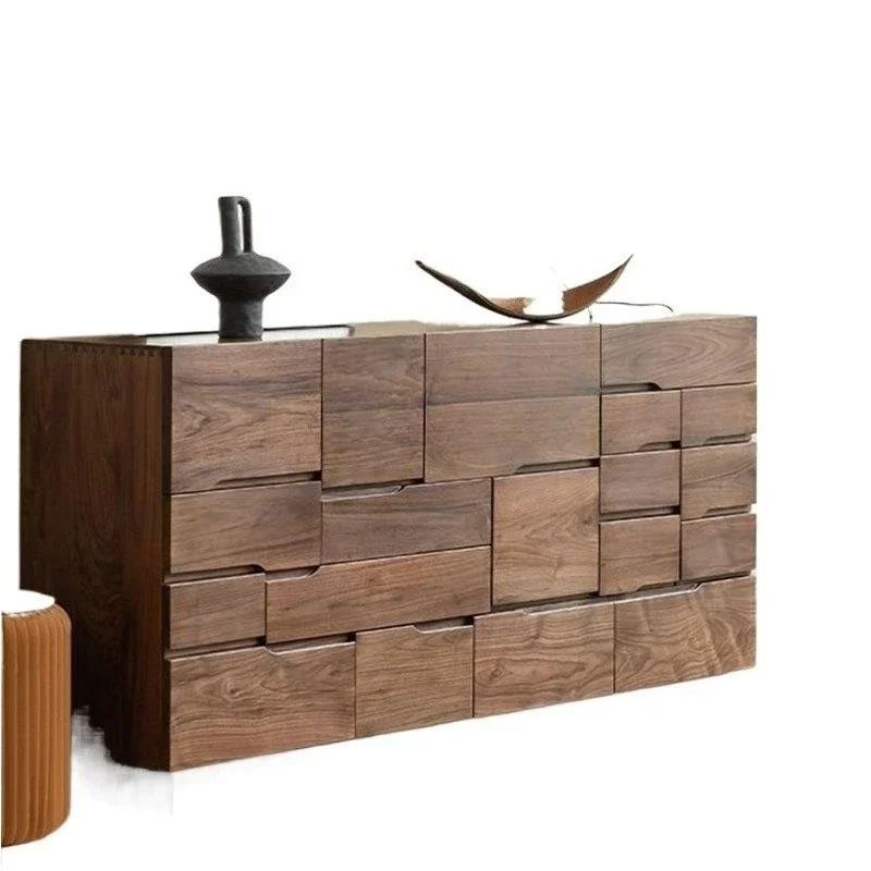 

Black walnut nine chest cabinet storage bedside drawer Japanese Nordic multi-bucket storage cabinet