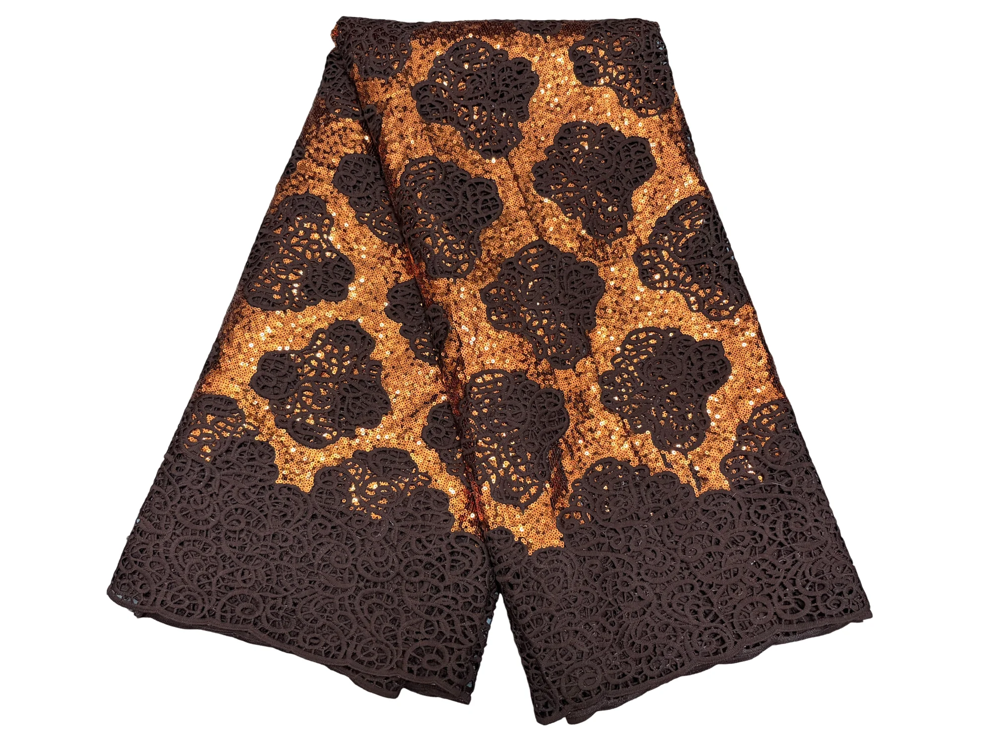 

New Milk Silk Rope African Gold Guipure Cord Lace Fabric 2026 High Quality Nigeria Water Soluble Lace For Women Evening Dresses