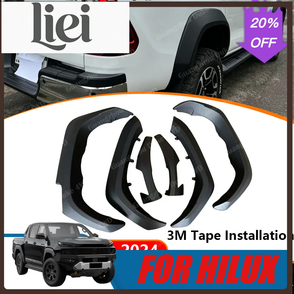 LIEI Guardabarros para Toyota Hilux Revo SRX GR 2021-2024, molduras de guardabarros estilo bolsillo para camioneta, accesorios exteriores