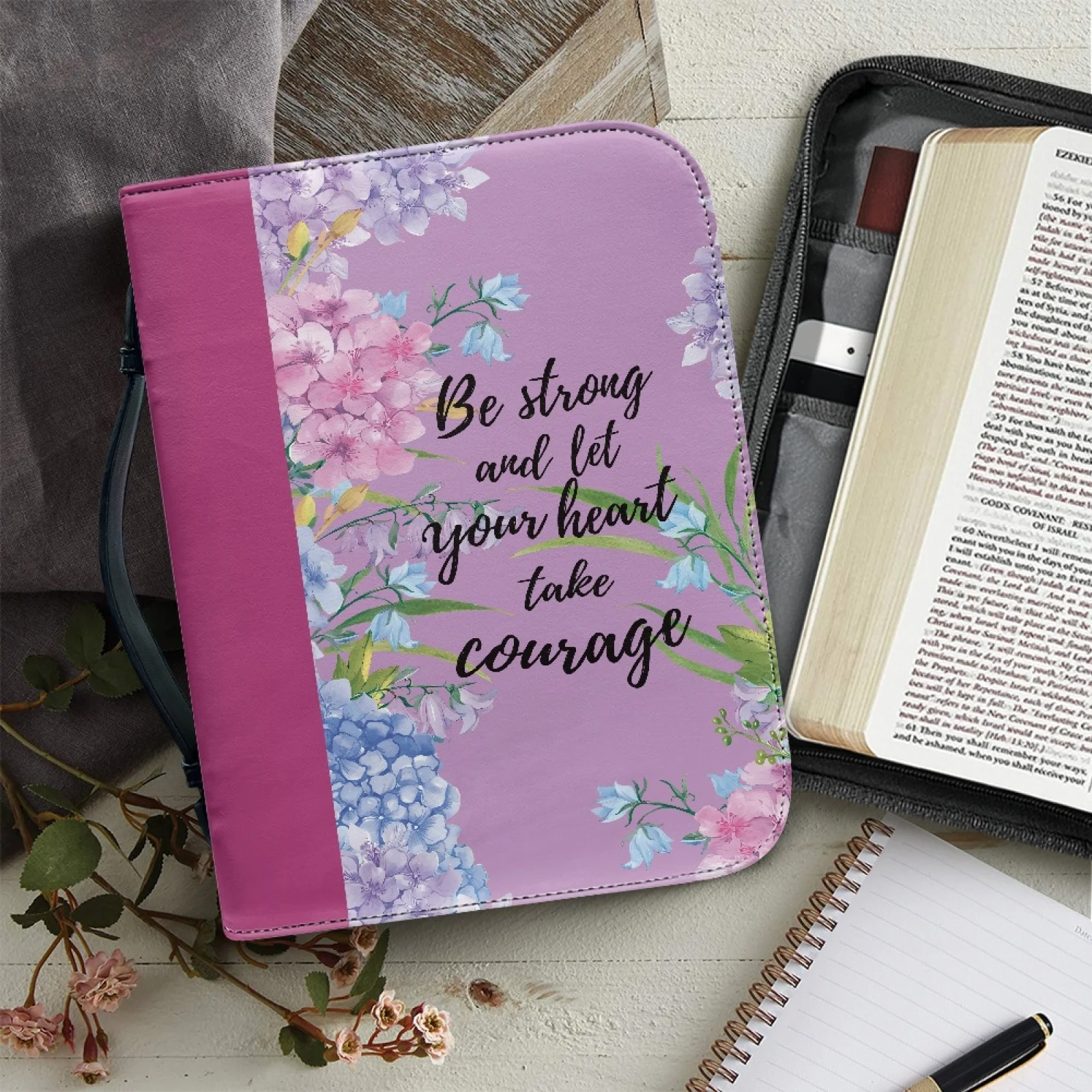 Bible Bags Colorful Flower Floral Print Ladies Storage Christian Bible Cover Case for Women Personalized Handbags