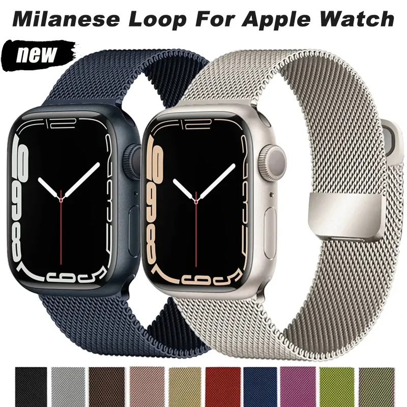 Milanese Loop For Apple Watch Band 44mm 40mm 45mm 41mm 38mm 42mm 49mm 45 mm belt bracelet iWatch series 7 se 3 5 6 Ultra 8 Strap