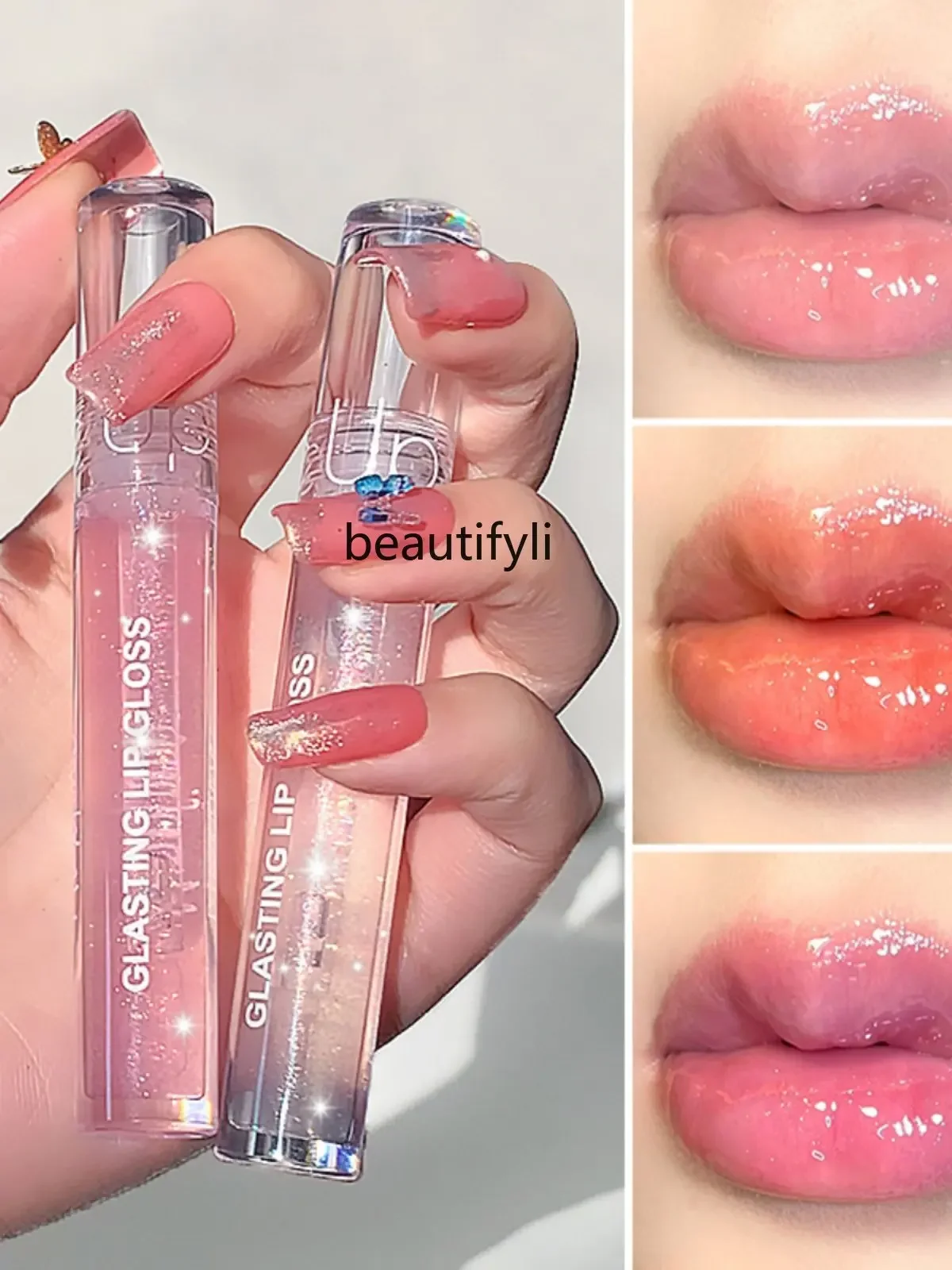 

yj Water Light Beautiful Lip Gloss Toot Lip Lacquer Mirror Surface Moisturizing No Fading