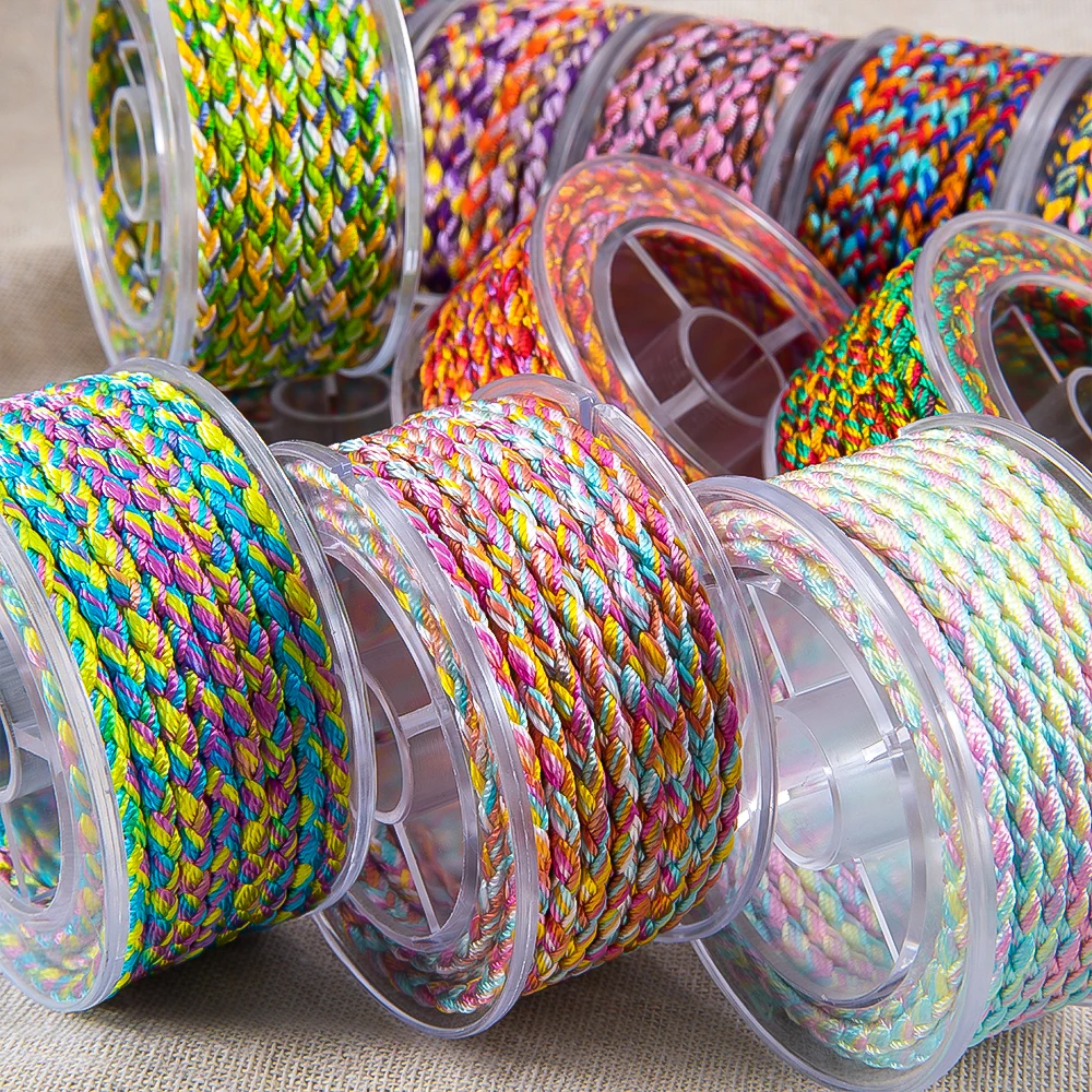

4 м/рулон, 12 нитей, градиентная сегментная окрашенная веревка для изготовления ювелирных изделий, браслет, ожерелье, ручная работа, невыцветающая проволочная веревка из бисера