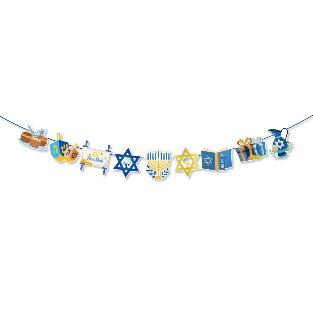 Happy Chanukka Banner Latex Ballons Blau Gold Kerzenständer Flagge Ballon für Heimdekoration Jüdische Chanukka Chanukka Party Dekor – Detail 5