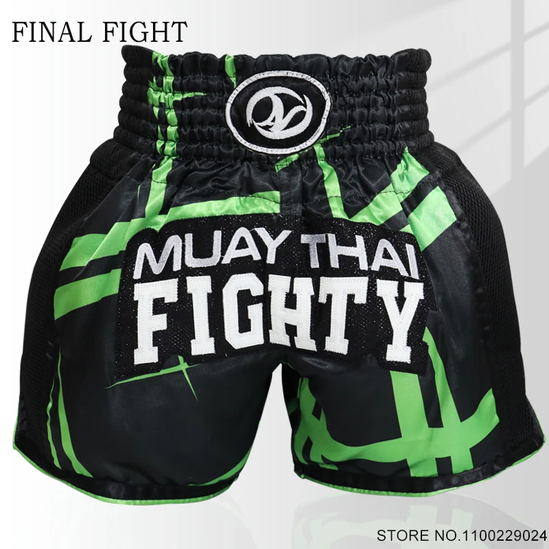 

Muay Thai Shorts Men Women Kids Embroidery Boxing Trunks Satin Fabric Fight Kickboxing Pants Grappling Martial Arts MMA Clothing