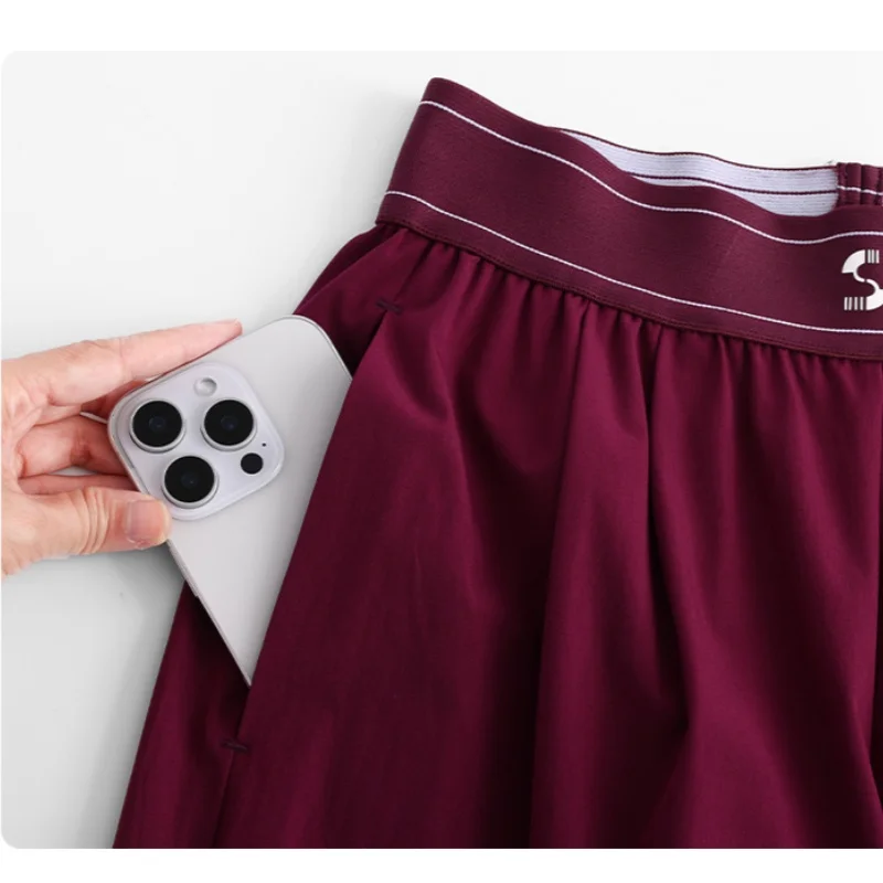 DRUR Pantaloni da corsa traspiranti Donna Vita elastica Gambe larghe Pantaloni da jogging atletici Pantaloni sportivi da allenamento ad asciugatura rapida con tasca Nuovo