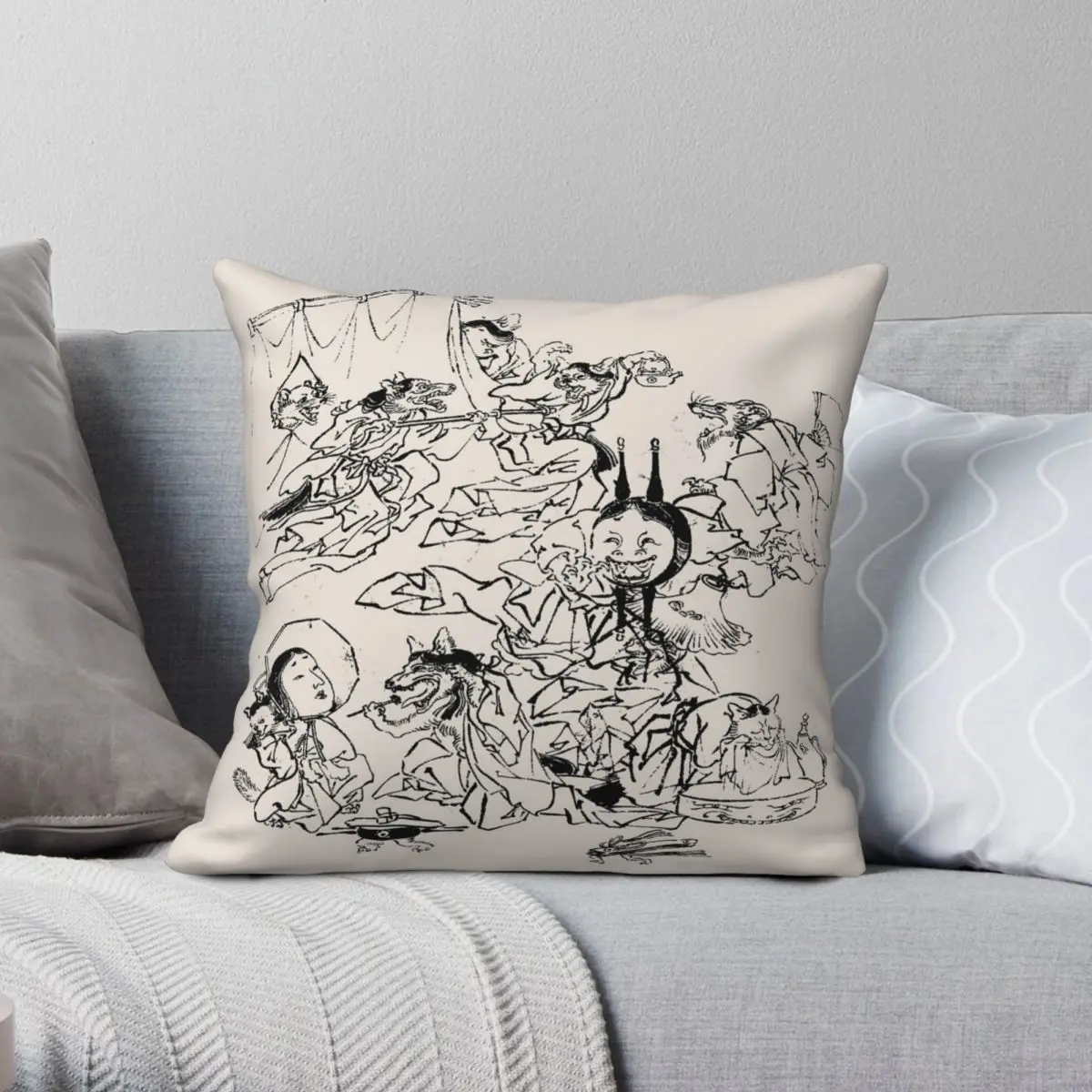 

Yokai Ink Square Pillowcase Polyester Linen Velvet Printed Zip Decorative Pillow Case Sofa Seater Cushion Cover