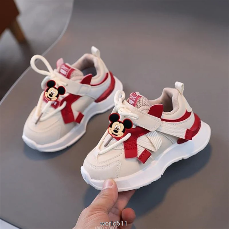 New Mickey Minnie Baby Sports Shoes 1-6 Years Boys Breathable Sneakers Infant First Walkers Baby Girls Running Shoe Kids Sneaker