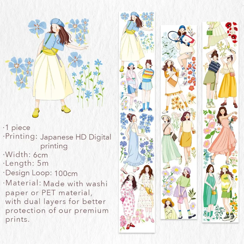 The Washi Tape Shop Figure Washi PET Masking Tapes Yong Girls Scrapbooking Papeleria Supply 6cmx5M