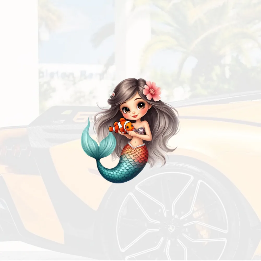 

Enchanting Mermaid & Fish Design Car Stickers Decals For Cars Laptops Water Bottles Vibrant Underwater Scene With Coral Reef