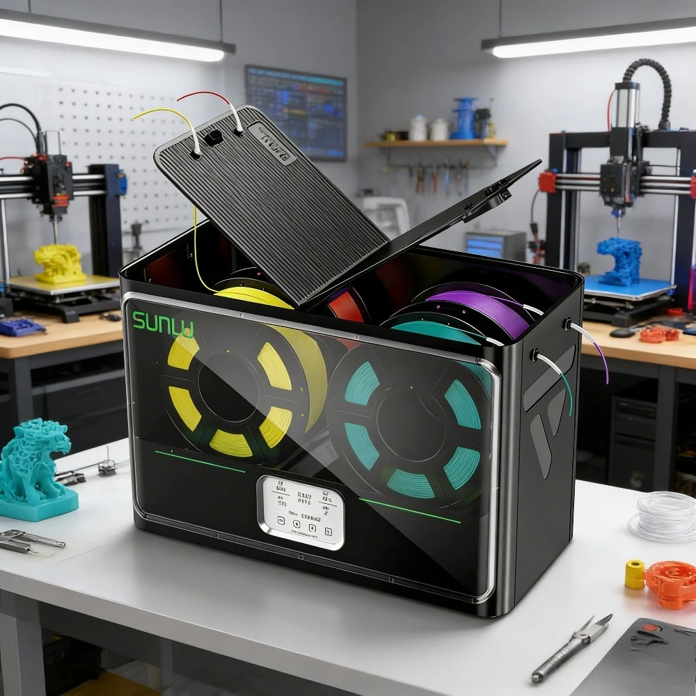 

Официальная сушилка для филамента 3D-принтера на 4 катушки с PTC-нагревателем, 3 вентиляторами, 70°C ℃ Сухой бокс для хранения нейлона при максимальной температуре
