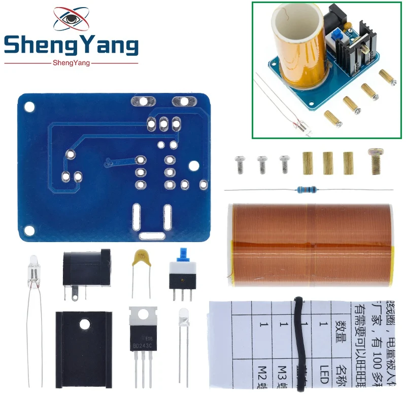 TZT BD243 Mini Tesla Coil Kit Magic Props DIY Parts Empty Lights Technology Diy Electronics BD243C DIY Mini Tesla Coil Module image 6