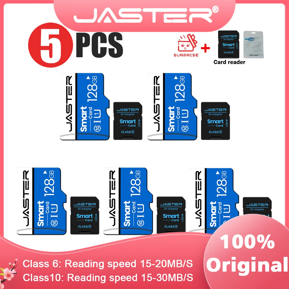 

5 лотов оригинальная карта памяти JASTER 64 ГБ 32 ГБ белая TF SD-карта класса 10 смарт-карта памяти для хранения камеры телефона