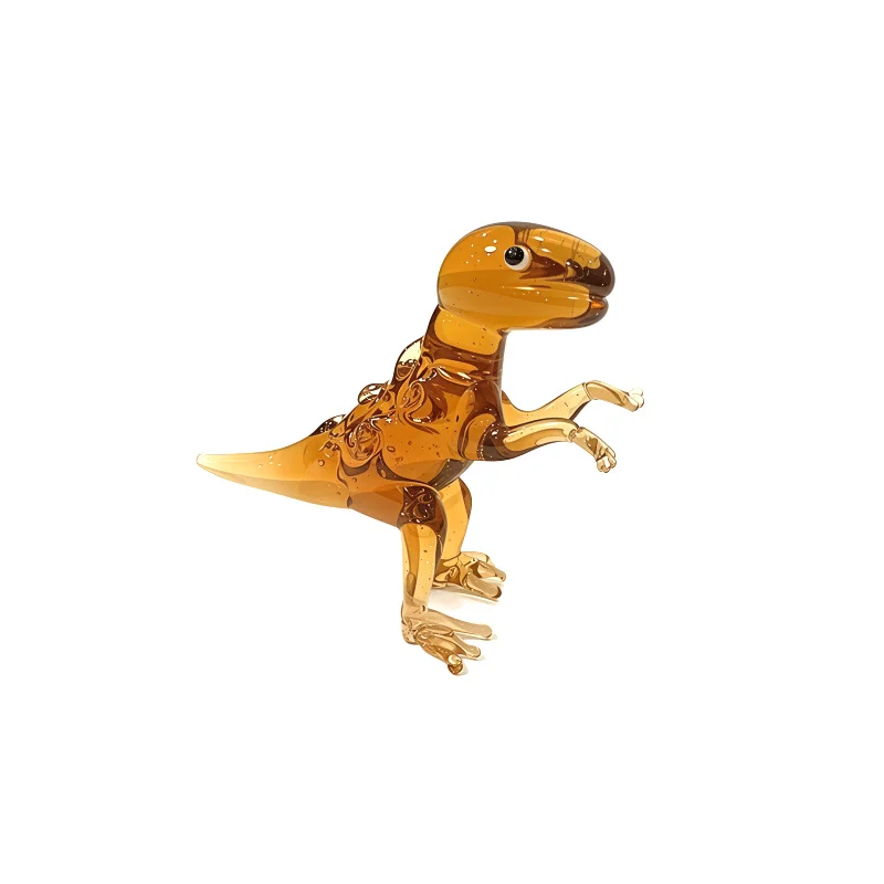 Handmade Mini T-Rex Glass Figurine - Cute Dinosaur Small Statue Ornament for Home Tabletop Indoor Bedroom Decor Craft Collection